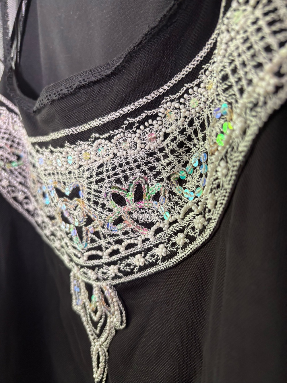Tristan & Iseut Y2K Beaded Mesh Embellished Top Black Size M - Picture 11 of 11